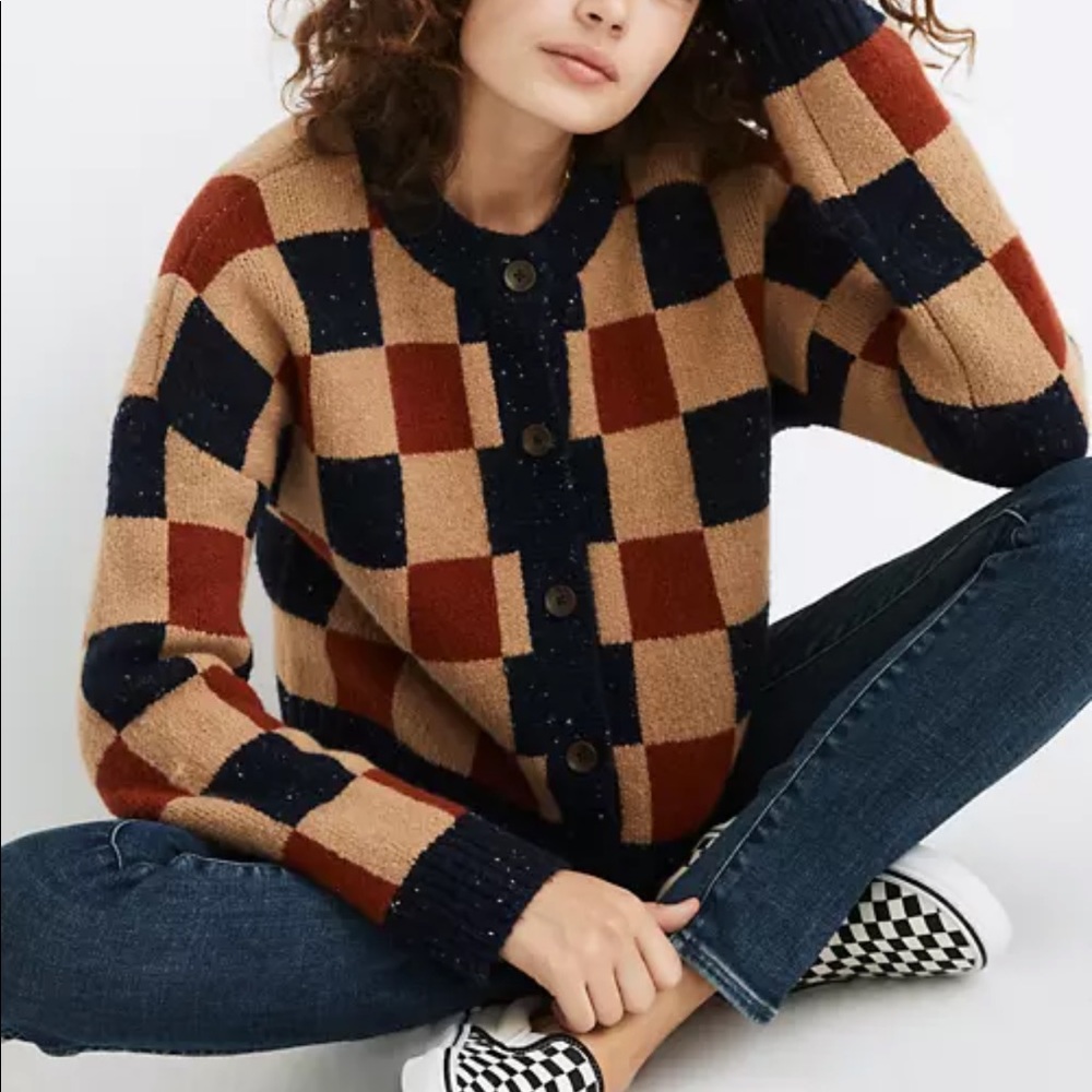 Madewell checkered Colburn Cardigan xxs